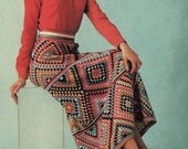 INSTANT DOWNLOAD PDF  Vintage Crochet Pattern   Granny Squares Maxi Skirt  Retro Boho Festival