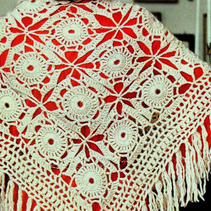 PDF CROCHET PATTERN Lacy Shawl Wrap Vintage Retro