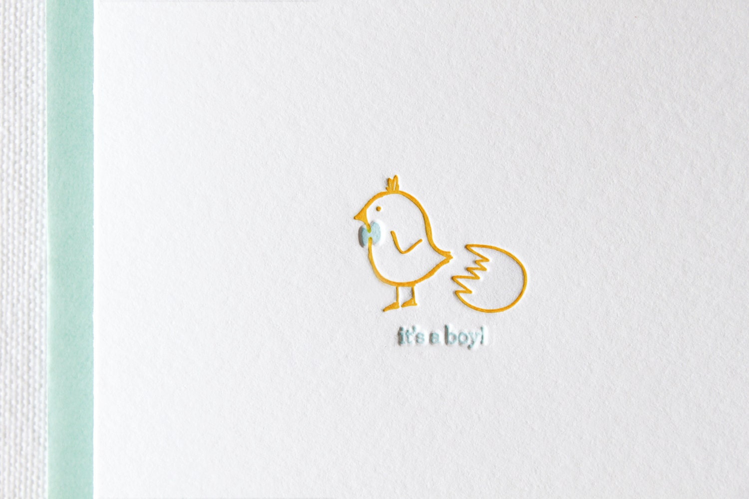 Baby Boy Chick Letterpress Card. Single