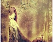 Lady of the Forest 11 x 14 inch Art Print Woodland Goddess Fantasy Illustration