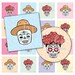 FRIDA & DIEGO Dia De Muertos (dc2FridaDiegoSwrl) digital collage sheet / in Scrabble size , Circle or Square in 1 inch or 1.5 inches
