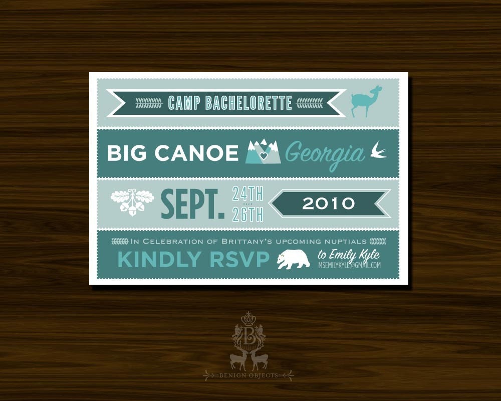 Camp Bachelorette Postcard Invites