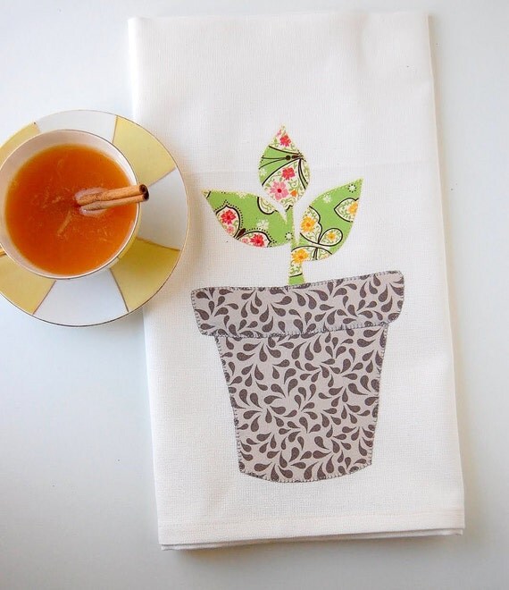 growing plant organic tea towel