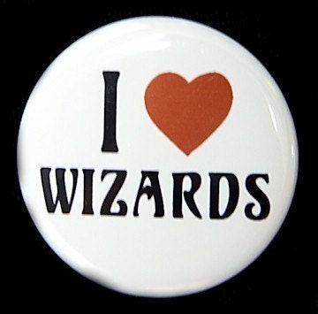 I Love Wizards - Button Pinback Badge 1 1/2 inch