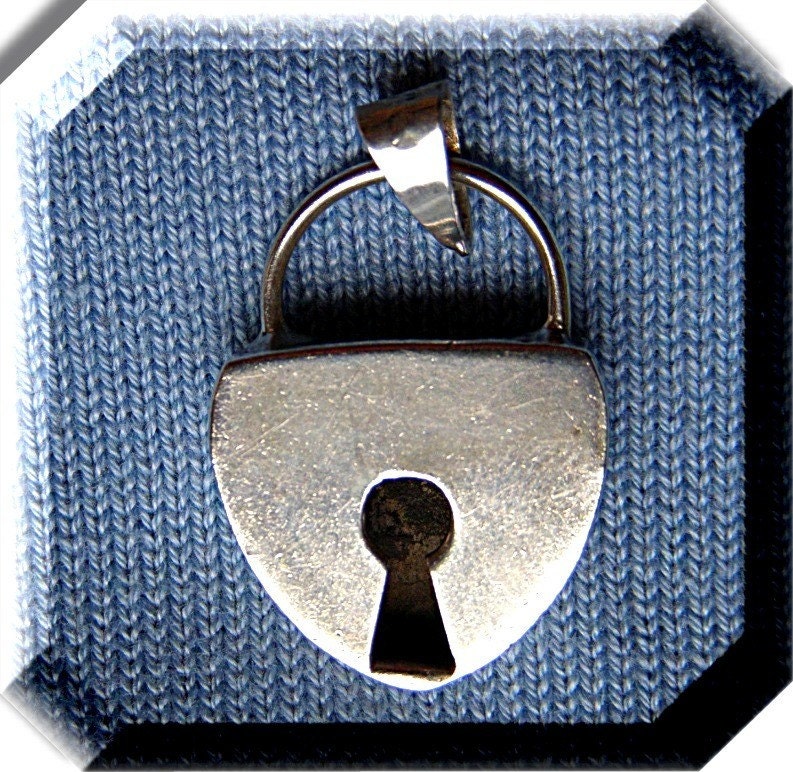 SALE Heart Lock Silver 835 Pendant vintage Silversmith hand made