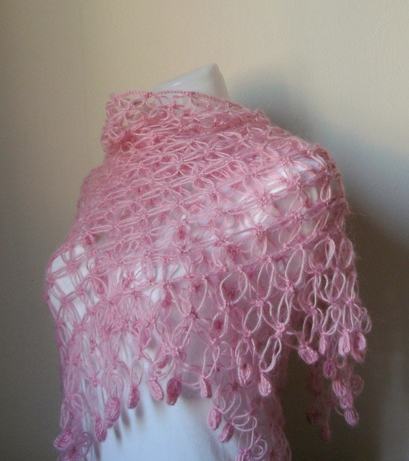 Candy pink mohair shawl