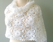 White bridal shawl ORGANIC cotton shawl - Luxury elegant bridal wrap stoles