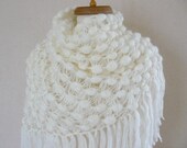 Ivory CASHMERE mohair Ephesus shawl - Ready to ship via DHL Express