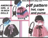 INSTANT DOWNLOAD Crochet Pattern PDF118  American Girl and 18 inch dolls Cape Hat and Purse