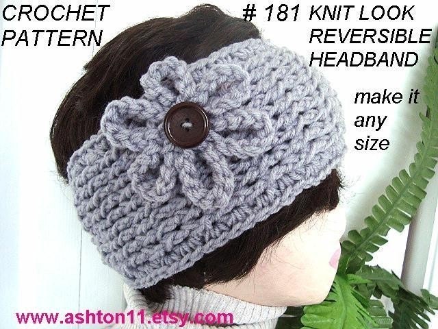 INSTANT DOWNLOAD Crochet Pattern PDF 181-  Knit Look Reversible Headband-make it any size