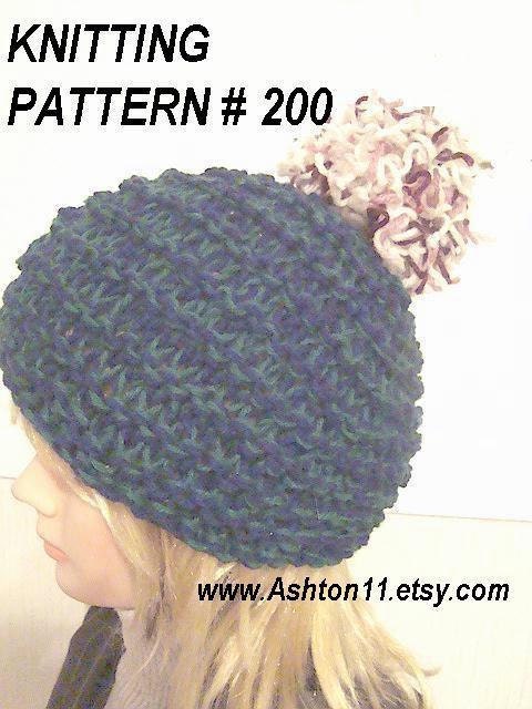 INSTANT DOWNLOAD Knitting Pattern PDF 200 - Super Easy Knit Hat,  Knitting pattern 200, all sizes newborn to adult, Beginner level