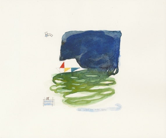 The wind on the sea-Original watercolor