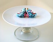 Wedding Cake Topper Custom Love Birds Salt Pepper Shakers Porcelain Hand Painted Modern Keepsake Memento Personalize by sewZinski