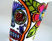 Ceramic Travel Mug Sugar Skull Dia de los Muertos Mexican Folk Art Day of the Dead Painted by sewZinski on Etsy