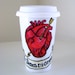 Ceramic Travel Mug Red Heart Arrow Tattoo Love Birds Blue Mexican folk art Anatomical Heart Painted by sewZinski on Etsy