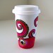 Octopus Ceramic Travel Mug Painted Pink Orange Kraken Sea Creature Eco Friendly black white by sewZinski on Etsy