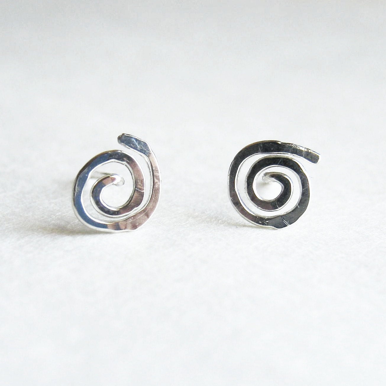 Sterling Silver Sun Swirls Studs. AzizaJewelry