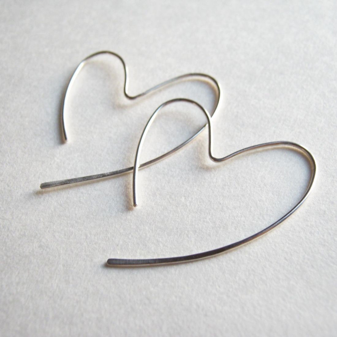 Sterling Silver Open Heart Hand Hammered Hoops