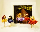 Set of Three Fairy Dolls - Waldorf Dolls, Pretend Fairies, Dollhouse Miniature
