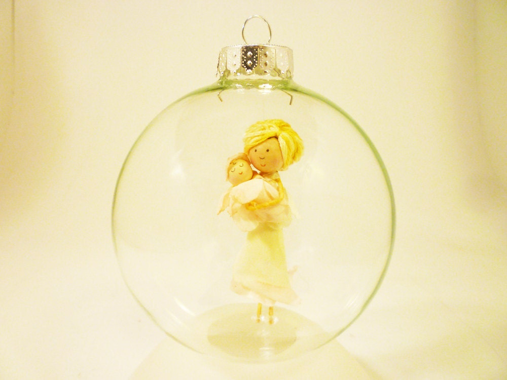 Babys First Christmas Ornament, Mother and Child Miniature, Baby Keepsake