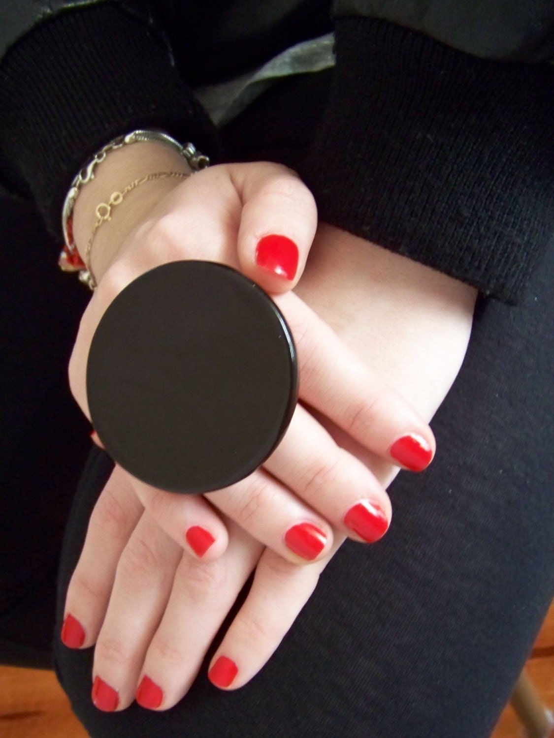 Adjustable Ring Ceramic - big bold oversized handmade cocktail ring - ROCK STAR - 2.4 inch