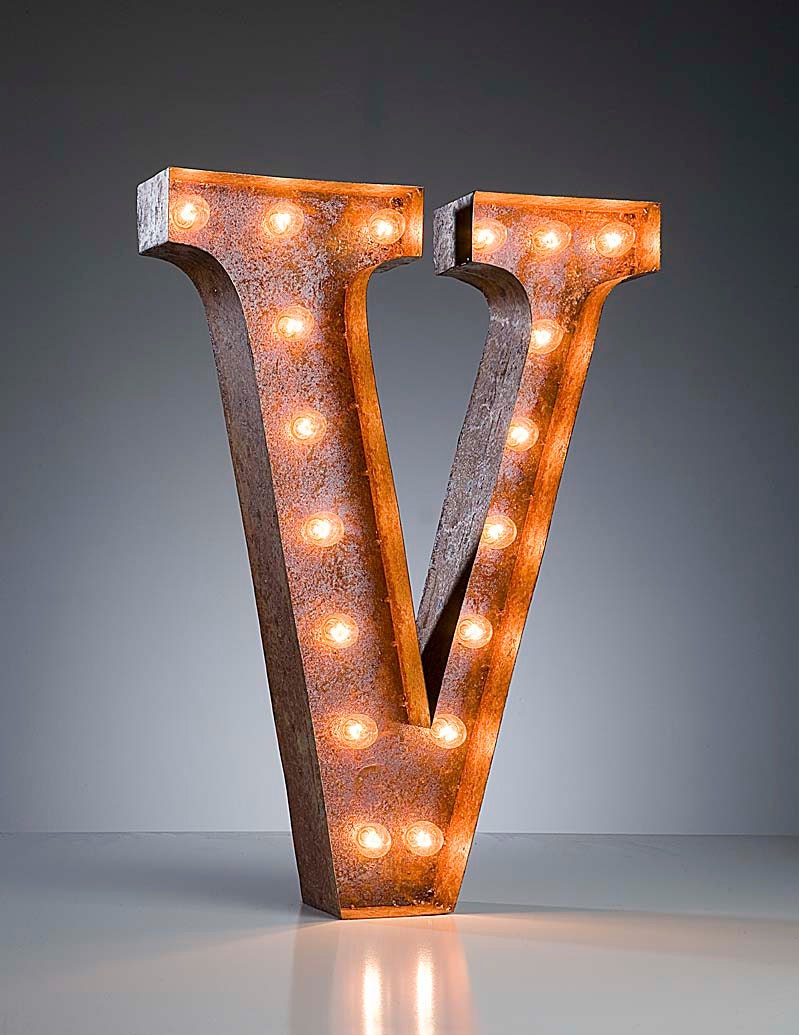 Vintage Marquee Lights - Ready to Ship - Letter V