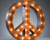 Vintage Marquee Lights - Ready to Ship - Peace Sign