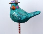 Paper Mache Bluebird Folk Art Sculpture