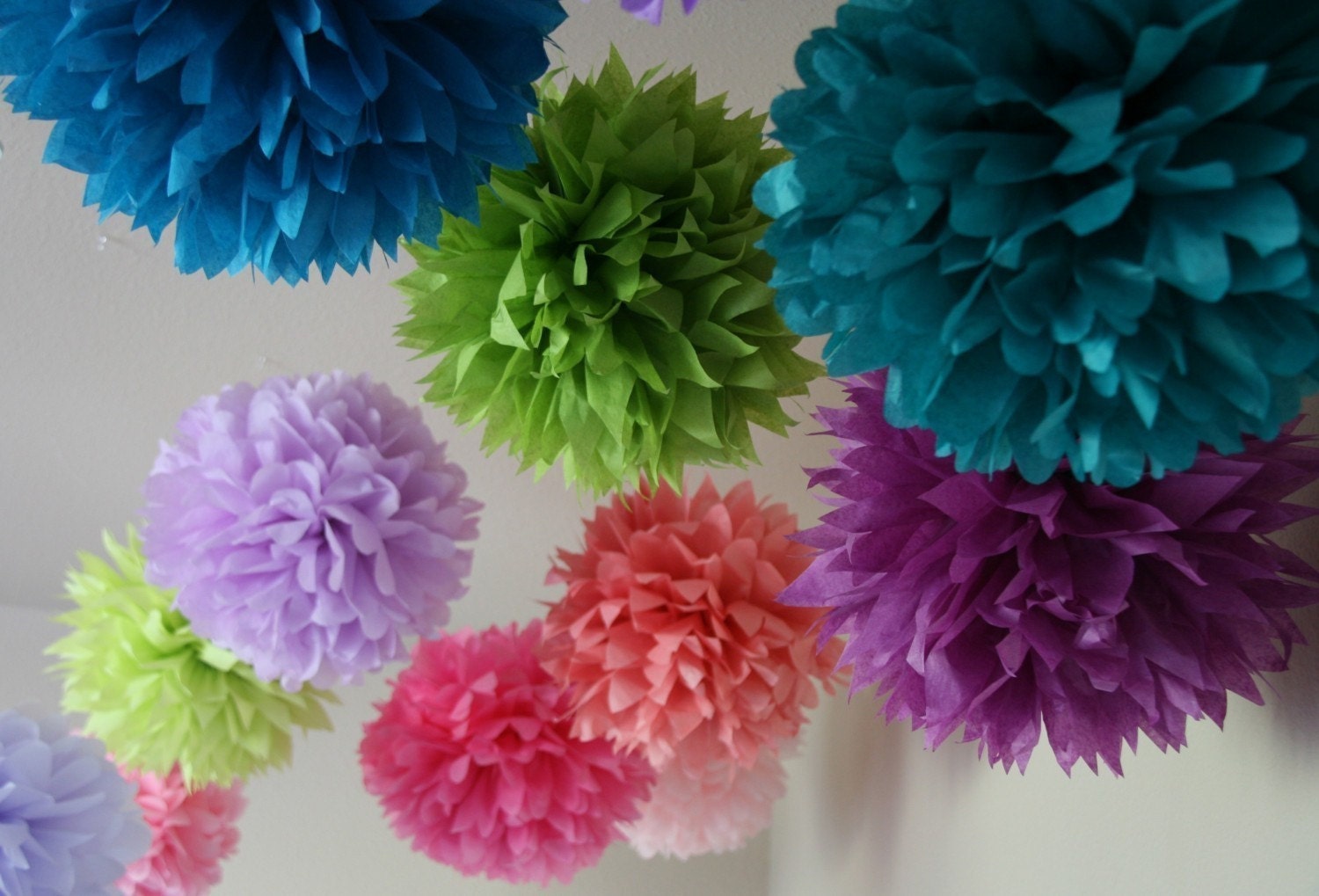 7 Tissue Party Poms .. Wedding Reception Decorations .. Custom Colors