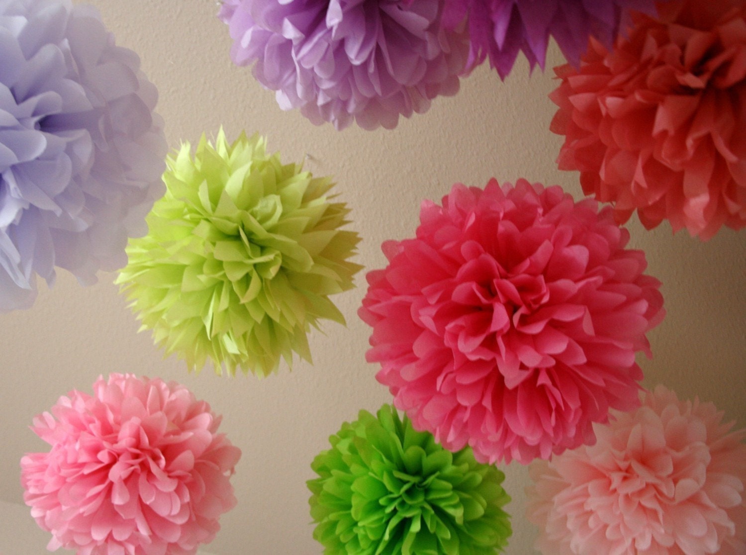Wedding Reception Decoration ..  100 Tissue Paper Pom Poms .. Custom Colors