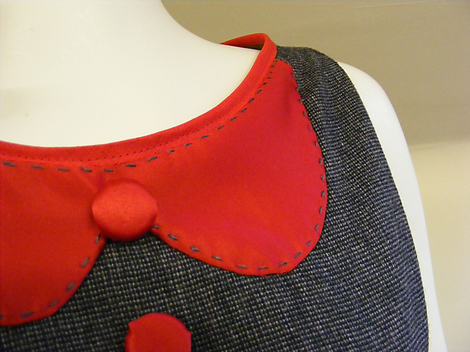 The 50s Picnic Dress - Red Grey Tweed 10 12 OOAK