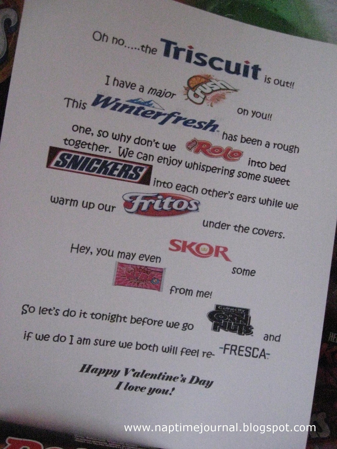 Fun Valentine's Printable PDF Gift Tag for your Sweetheart, Husband