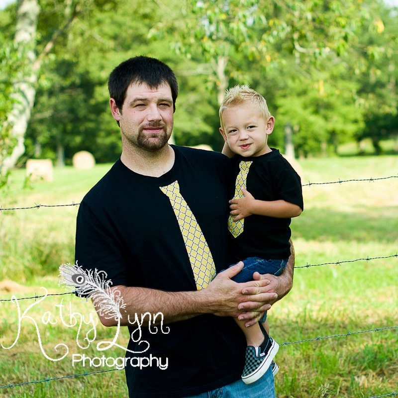 Father/Son Set of Tie Shirts -  NEW Dad, Baby Boy Onesie  Black Tie T Shirts -  Mens S-2XL Available in Navy, Black and White