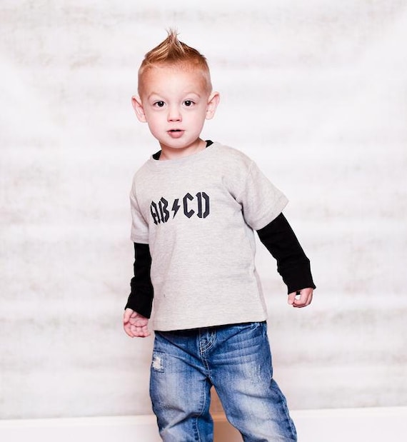 ABCD Rock Star inspired alphabet tshirt - Childrens Clothing - Sizes 6m, 12m, 18m, 2, 4, 6, 8 Boy or Girl