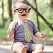 Children's Clothing, Father's Day, New Dark Gray and Yellow Tie Design - Slate baby boy tie bodysuit onesie