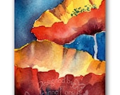 ACEO Art Print, Blue, Yellow, Red, Flowers, Arizona, Poppies
