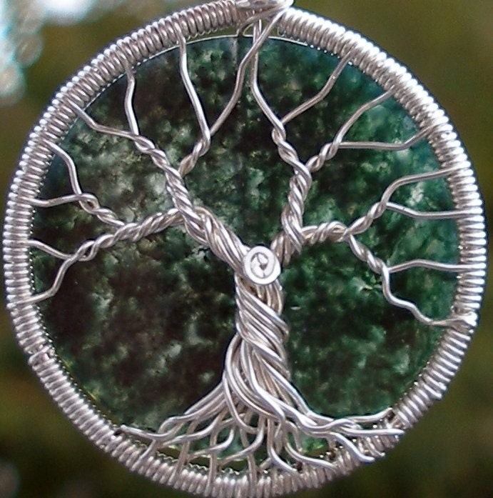 Moss Agate Tree of Life Necklace