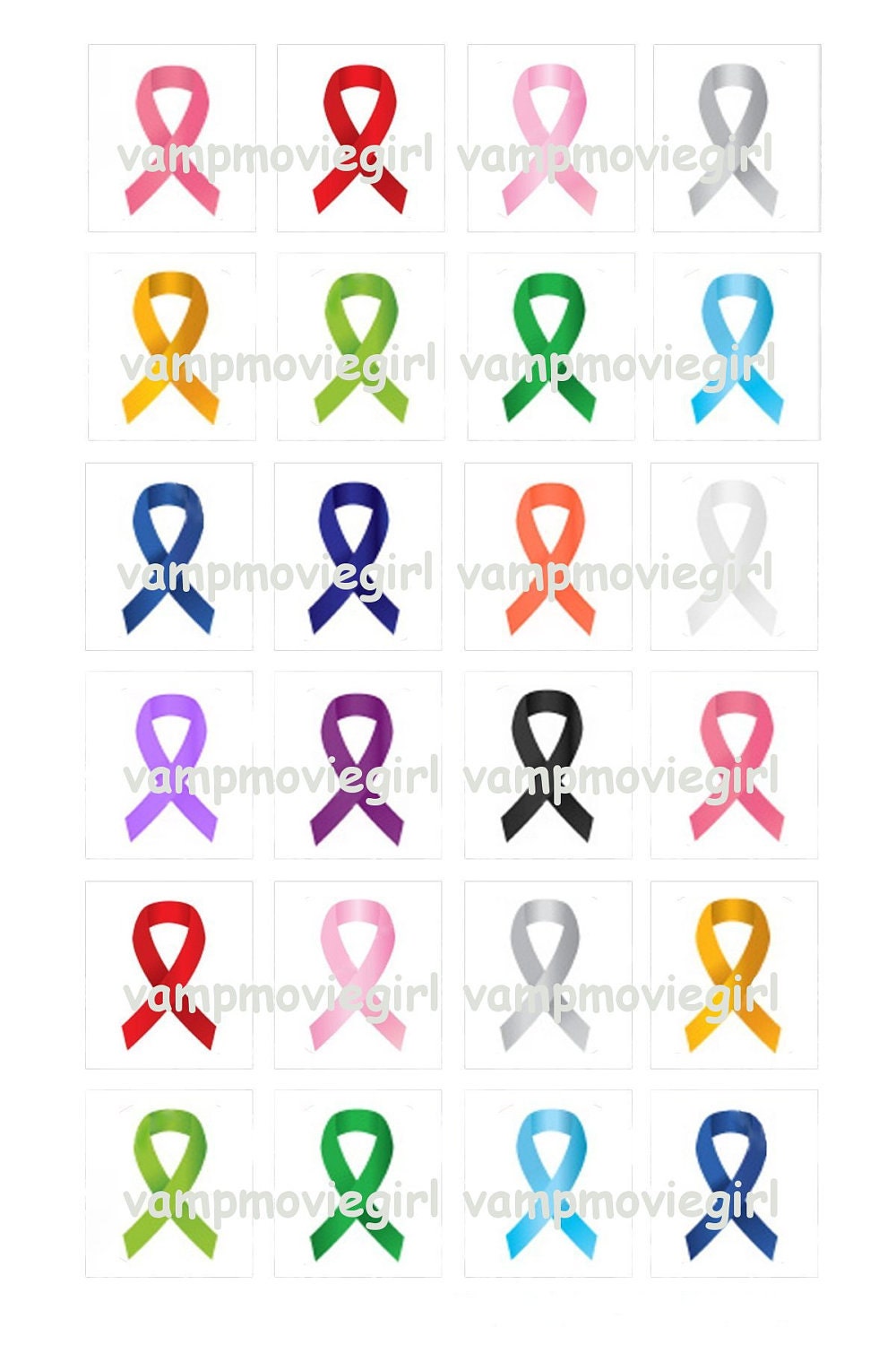 Cancer Ribbons... Images Collage Sheet for Scrabble Tile Pendants ...Buy 3 get 1