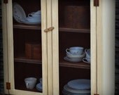Primitive Country Farmhouse Cupboard Kitchen Screened Door Cabinet Custom Early Style Old Look Storage Shelves