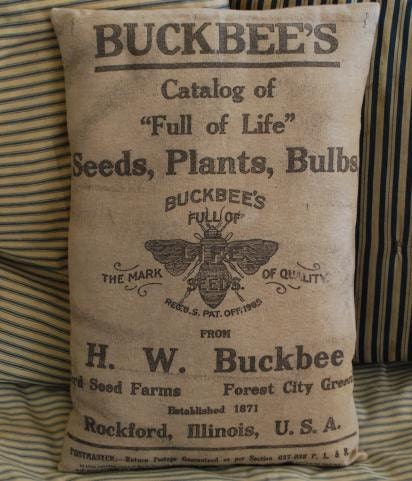 Spring Garden Bee Pillow Primitive Advertisement Pillow