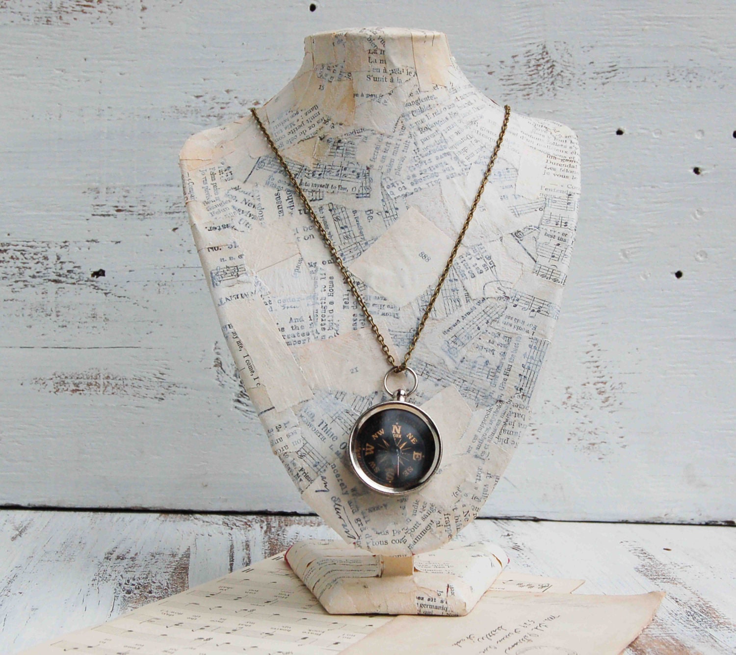 You Can Go Your Own Way . . . Vintage Style Compass Necklace Travel Bon Voyage Camping Pendant