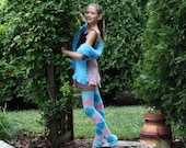 Turquoise Argyle Girls Leg Warmers