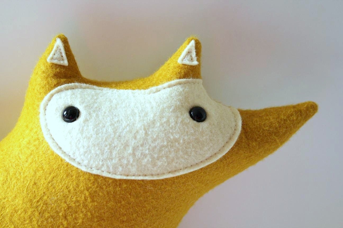 handmade plush mustard fox, Stewart Sunshine - MADE TO ORDER