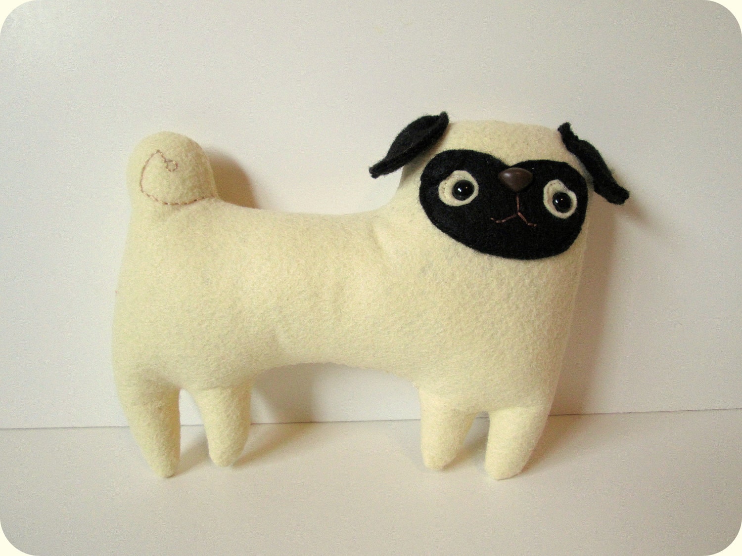 MADE TO ORDER - Pixel the baby pug - Handmade plush pug dog