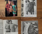 Vintage 60s knitting patterns FAMILY Sweaters Dresses Cape Cardigans Pullovers Stole Hats Scarves