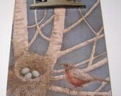 Altered Decorative Clipboard - Robin Red Breast