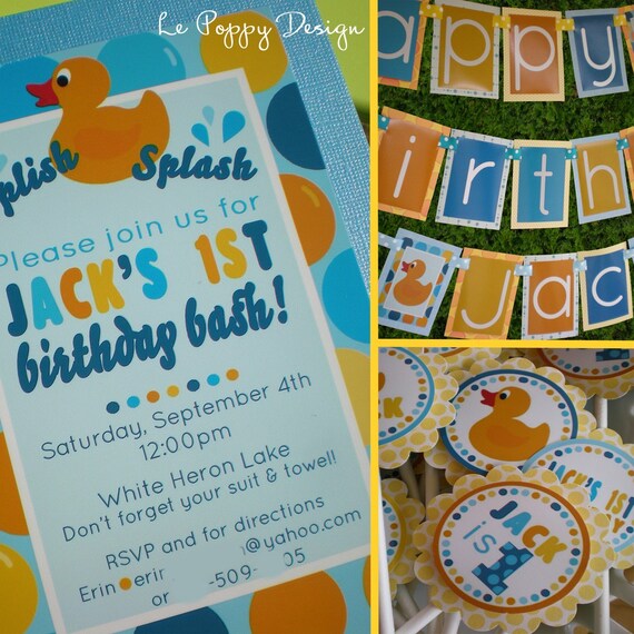 Rubber Duck Birthday Party Decorations Package - Rubber Duckie
