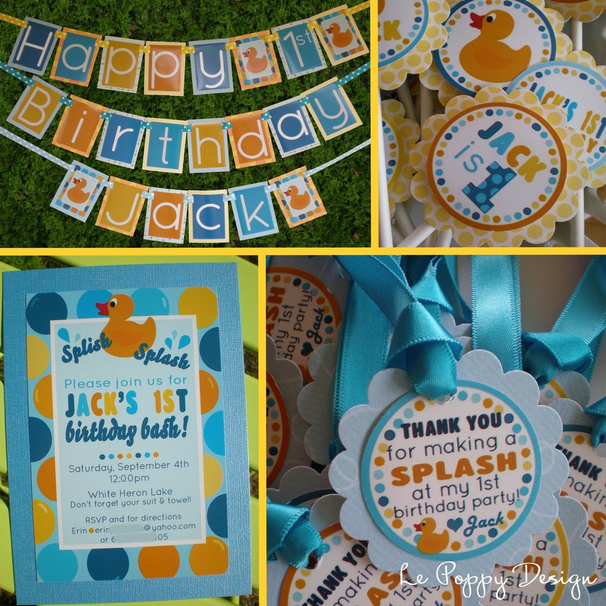 Rubber Duck Birthday Party Decorations Package - Rubber Duckie