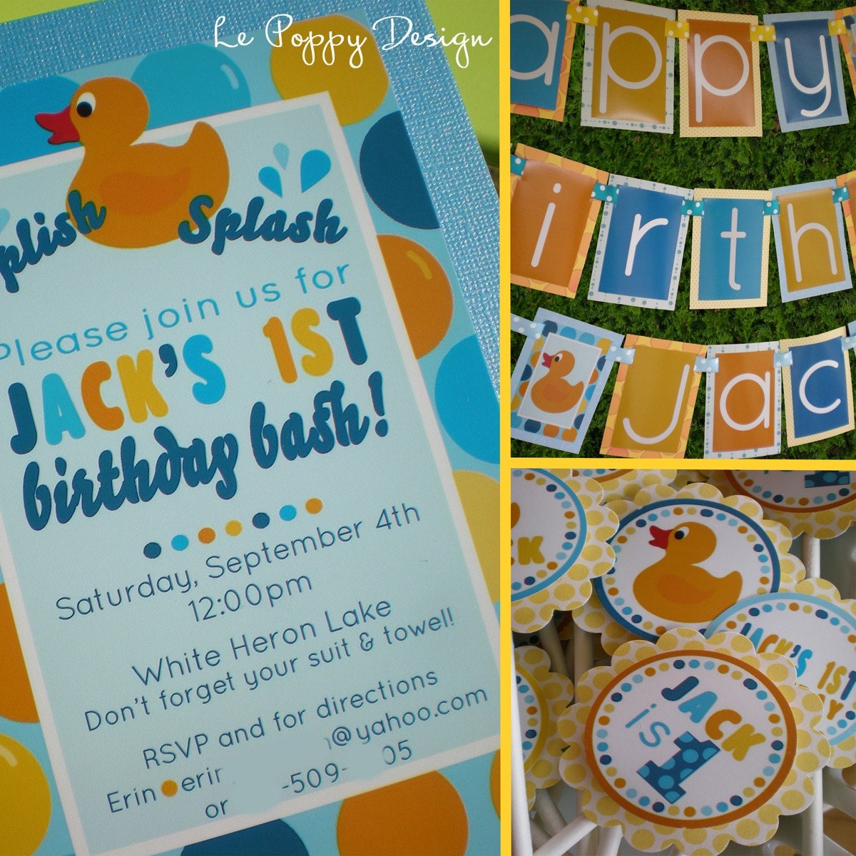 Rubber Duck Birthday Party Decorations Package - Rubber Duckie