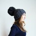 Massive Pom Pom Hat in Dark Grey